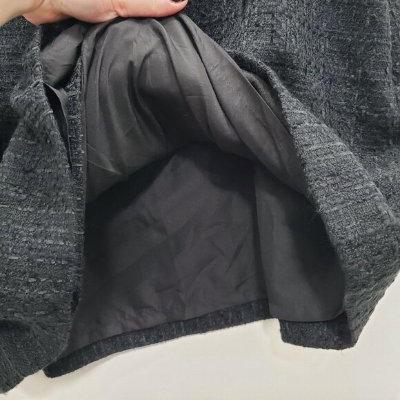 Ann Taylor LOFT Black Tweed Silver Button Nautical Faux Wrap‎ Kilt Skirt NWT 12 - Picture 5 of 10